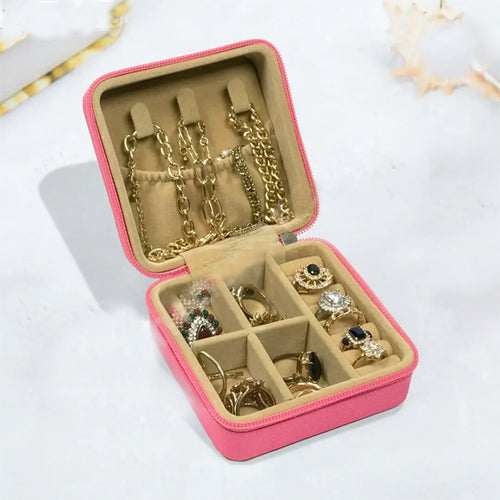 Mini Portable Travel Jewelry Case(Pink)