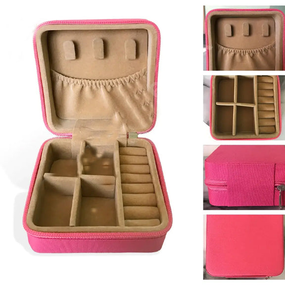 Mini Portable Travel Jewelry Case(Pink)