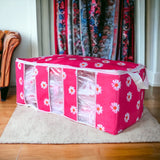 3 COMPARTMENT BAG -PINK FLOWER PRINTED