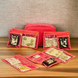 8 Pcs Jewelry Organizer Bag (Pink)