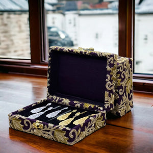 Hand Made Embroidered Jewellery Box-Purple