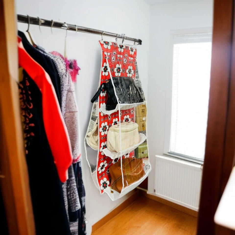 6 slots Bag Holder organizer (Mustard Printed)