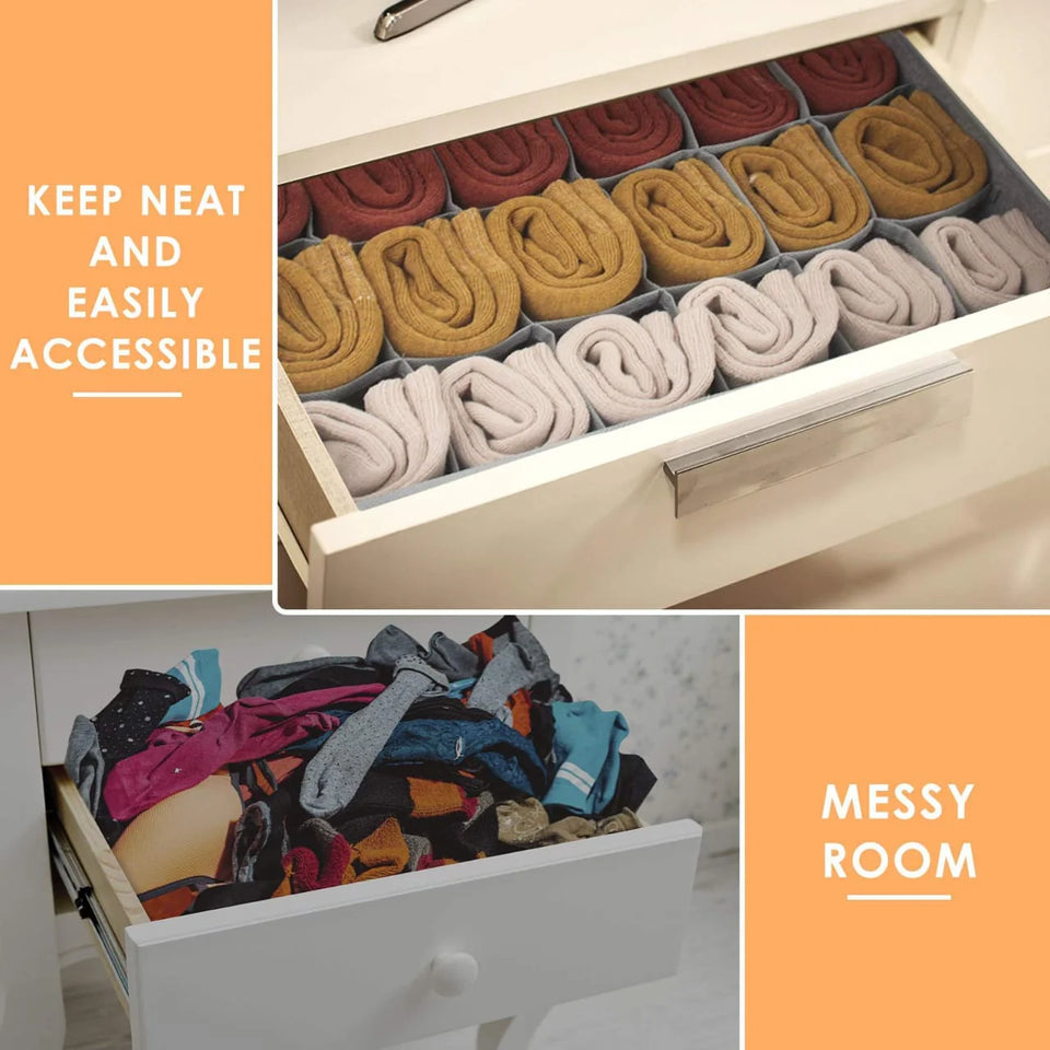 18-Pockets Socks Belts Organizer(Grey parashut)