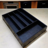 5 Grid Leather Cutlery Holder-Black