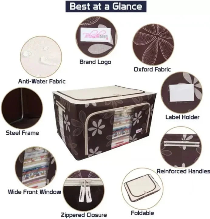 Foldable Clothes Storage Box (55L)-Brown