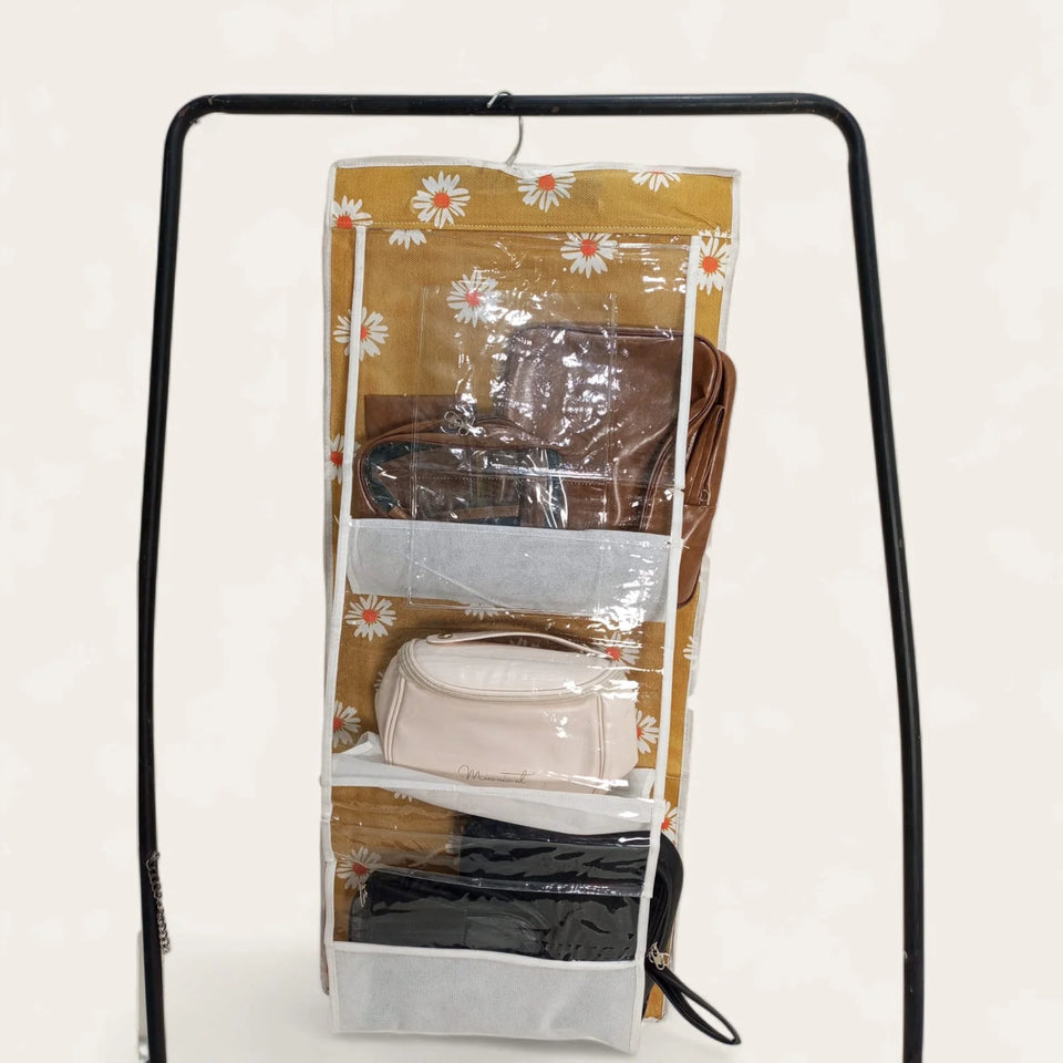 6 slots Bag Holder organizer (Mustard Printed)