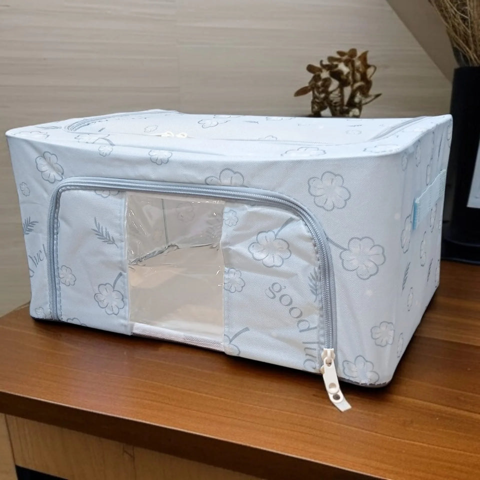 Foldable Clothes Storage Box (24L)-Light Blue