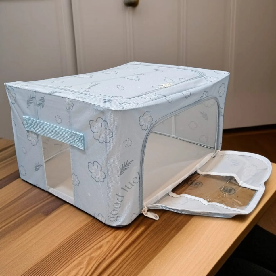 Foldable Clothes Storage Box (24L)-Light Blue