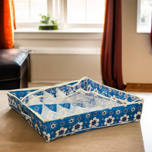 12 Pair Dust Proof shoe organizing Zipper Bag(Ajrak Blue)