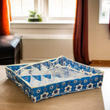 12 Pair Dust Proof shoe organizing Zipper Bag(Ajrak Blue)