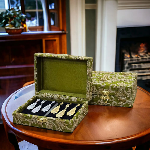 Hand Made Embroidered Jewellery Box-Green